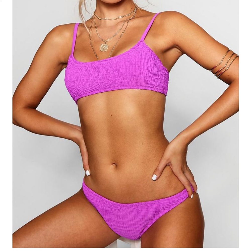 Boohoo Crinkle Bikini Set